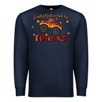 Navy easily distracted by trucks Premium Sweatshirt - MaliasSmallBusiness