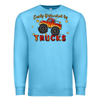 Ocean Blue easily distracted by trucks Premium Sweatshirt - MaliasSmallBusiness