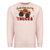Pale Pink easily distracted by trucks Premium Sweatshirt - MaliasSmallBusiness
