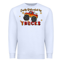 White easily distracted by trucks Premium Sweatshirt - MaliasSmallBusiness