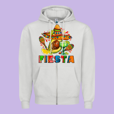 Fıesta With Avocado And Sombrero Zipper Hoodie Designed By Adodesignshop