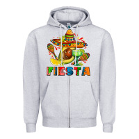Heather Grey fıesta with avocado and sombrero Zipper Hoodie - AdoDesignShop