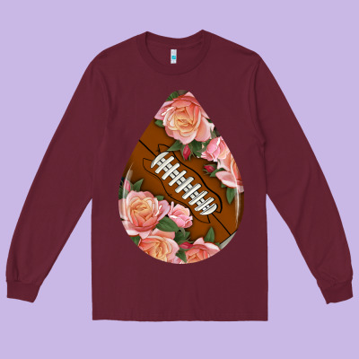 American Football And Western Roses Teardrop Long Sleeve Tee Designed By Bundleandbundleshop