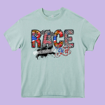Race Girl Heavy Core Tee Designed By Racoondesign