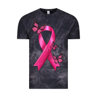 Cloud Black Breast Cancer Ribbon with Butterfly Vintage Tee - texasbilliewilder