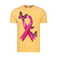 Vintage Mustard Breast Cancer Ribbon with Butterfly Vintage Tee - texasbilliewilder