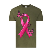 Vintage Olive Breast Cancer Ribbon with Butterfly Vintage Tee - texasbilliewilder