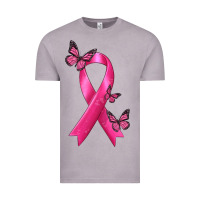 Vintage Zinc Breast Cancer Ribbon with Butterfly Vintage Tee - texasbilliewilder