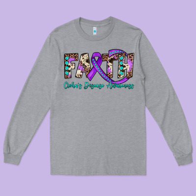Faith Crohn's Disease Awareness Long Sleeve Tee Designed By Jahusdesignshop
