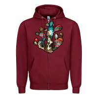 Burgundy serape cactus Zipper Hoodie - JahusDesignShop