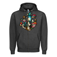 Charcoal Heather serape cactus Zipper Hoodie - JahusDesignShop