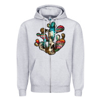Heather Grey serape cactus Zipper Hoodie - JahusDesignShop