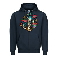 Navy serape cactus Zipper Hoodie - JahusDesignShop