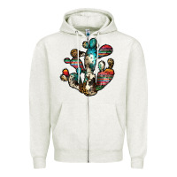 Oatmeal Heather serape cactus Zipper Hoodie - JahusDesignShop