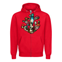 Red serape cactus Zipper Hoodie - JahusDesignShop