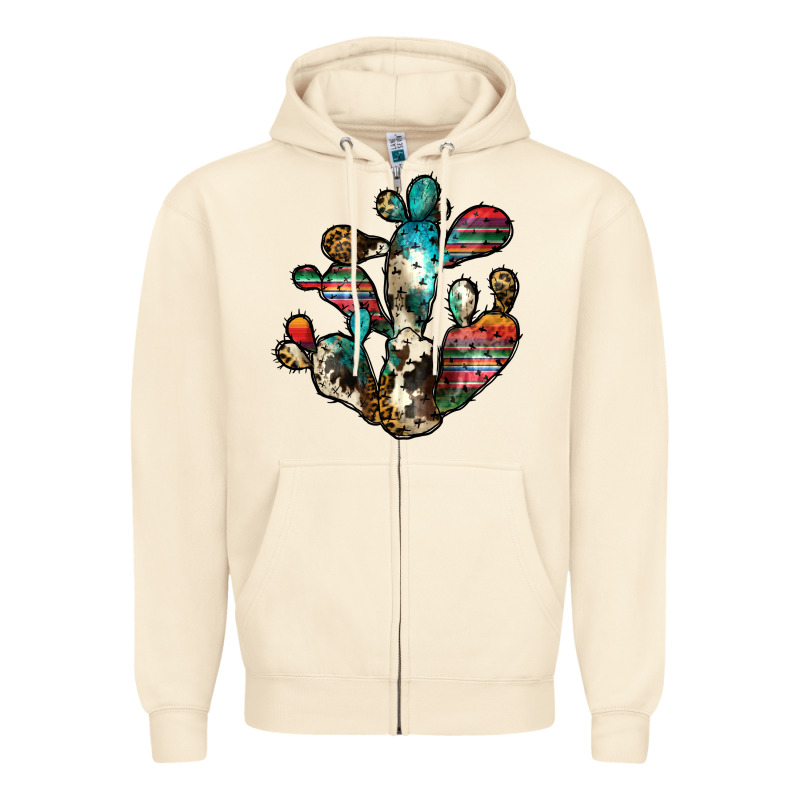 Serape Cactus Zipper Hoodie by JahusDesignShop | Teevron
