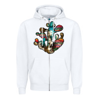 White serape cactus Zipper Hoodie - JahusDesignShop