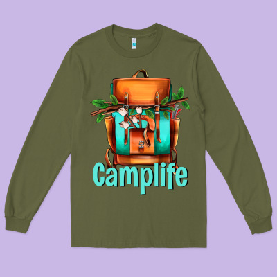 Camp Life Camp Backpack Long Sleeve Tee Designed By Adodesignshop