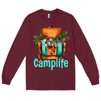 Burgundy camp life camp backpack Long Sleeve Tee - AdoDesignShop
