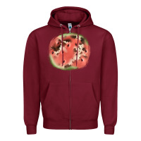 Burgundy watermelon cowhide patch3 Zipper Hoodie - JahusDesignShop