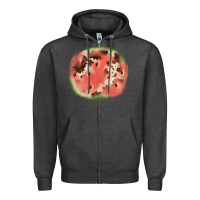 Charcoal Heather watermelon cowhide patch3 Zipper Hoodie - JahusDesignShop