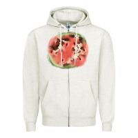 Oatmeal Heather watermelon cowhide patch3 Zipper Hoodie - JahusDesignShop