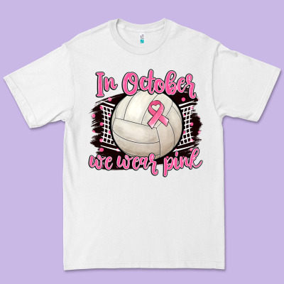In October We Wear Pink Volleyball Premium Tee Designed By Barkaloodesign