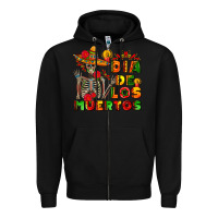 Black dia de los muertos Zipper Hoodie - AdoDesignShop