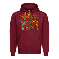 Burgundy dia de los muertos Zipper Hoodie - AdoDesignShop