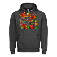 Charcoal Heather dia de los muertos Zipper Hoodie - AdoDesignShop