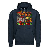 Navy dia de los muertos Zipper Hoodie - AdoDesignShop