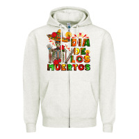 Oatmeal Heather dia de los muertos Zipper Hoodie - AdoDesignShop