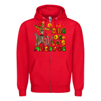 Red dia de los muertos Zipper Hoodie - AdoDesignShop