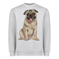 Heather Grey pug Heavyweight Sweatshirt - RanaPortraitStore