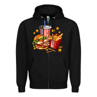 Black hamburger potatoes and coke Zipper Hoodie - AdoDesignShop