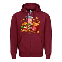 Burgundy hamburger potatoes and coke Zipper Hoodie - AdoDesignShop