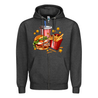 Charcoal Heather hamburger potatoes and coke Zipper Hoodie - AdoDesignShop