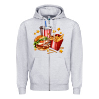 Heather Grey hamburger potatoes and coke Zipper Hoodie - AdoDesignShop