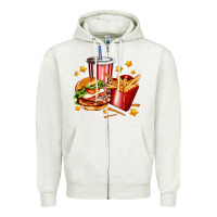 Oatmeal Heather hamburger potatoes and coke Zipper Hoodie - AdoDesignShop