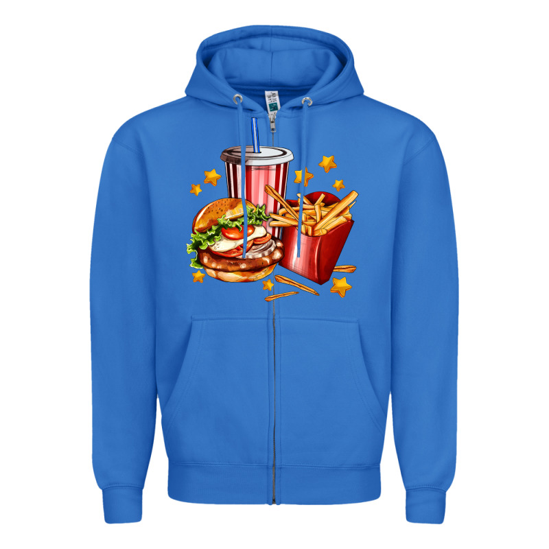Hamburger Potatoes And Coke Zipper Hoodie by AdoDesignShop | Teevron