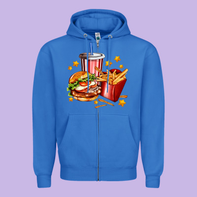 Hamburger Potatoes And Coke Zipper Hoodie Designed By Adodesignshop