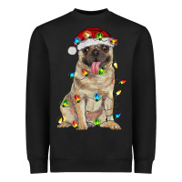 Black pug with christmas lights Heavyweight Sweatshirt - RanaPortraitStore