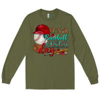 Army Green it's a baseball kinda day Long Sleeve Tee - BundleAndBundleShop