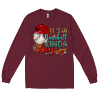 Burgundy it's a baseball kinda day Long Sleeve Tee - BundleAndBundleShop