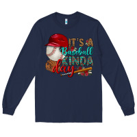 Navy it's a baseball kinda day Long Sleeve Tee - BundleAndBundleShop