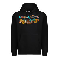 Black small town big spirit Premium Hoodie - BundleAndBundleShop