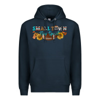 Navy small town big spirit Premium Hoodie - BundleAndBundleShop