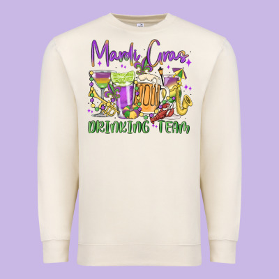 Mardi Gras Drinking Team Premium Sweatshirt Designed By Maliassmallbusiness