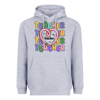Heather Grey teacher and pencil heart Heavyweight Hoodie - MaliasSmallBusiness