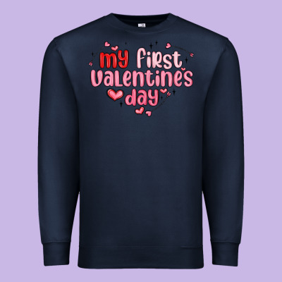 My First Valentines Day Premium Sweatshirt Designed By Maliassmallbusiness